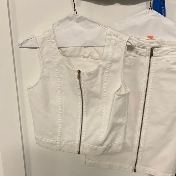 Seven for all mankind denim white zip up skirt ensemble - Picture 1 of 2